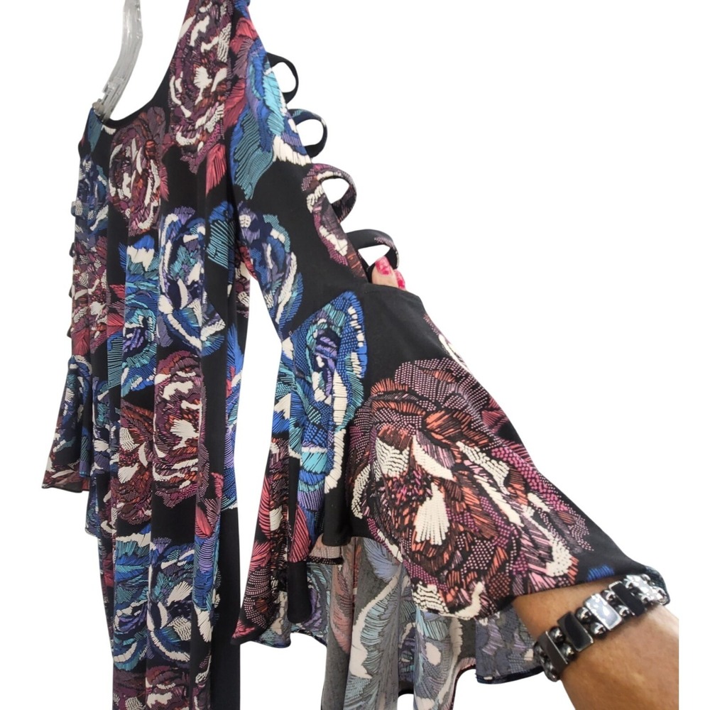 MSK‎ Women's M Retro Vintage 70s Disco Dress Flare Cuff Sleeve Hippie Boho Y2K - Picture 6 of 11